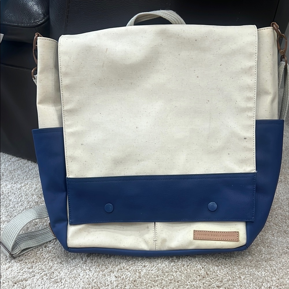 Stylish Cream and Blue Diaper bag